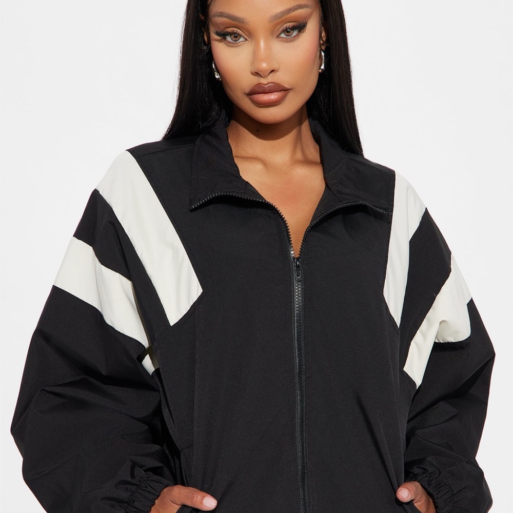 Fashion Nova Black and White Bomber Jacket - Picture 3 of 12